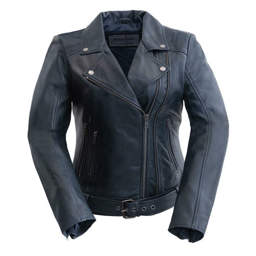 Chloe Women’s Whet Blue Motorcycle Leather Jacket