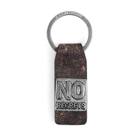 Leather Keychain With Message  -  NO REGRETS