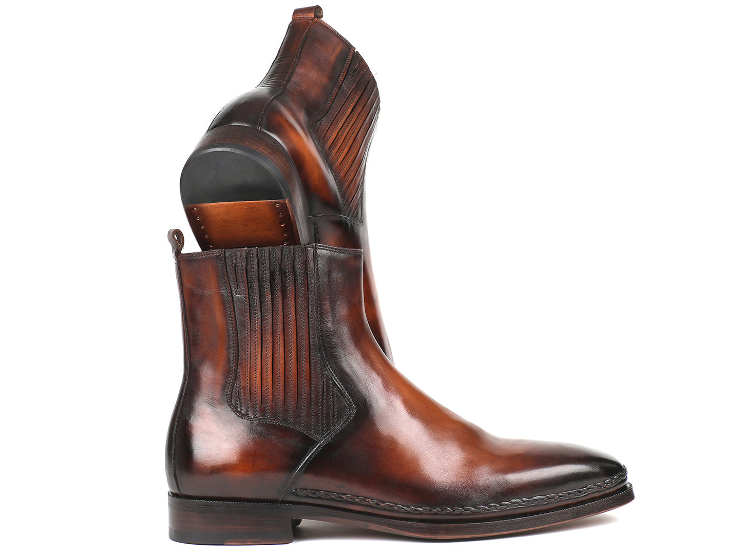 Paul Parkman Chelsea Boots Brown Burnished Leather