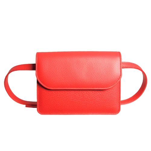 Pebbled Leather Belt Bag Coral