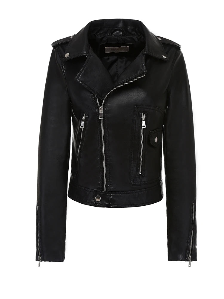 Women’s Faux Leather Jacket – Red & Black Street Bike Jacket