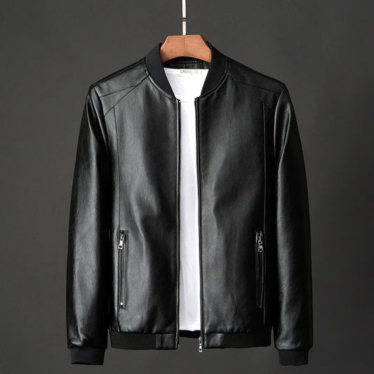 Autumn New Men Black Biker PU Leather Coat Korean Fashion Men Pu