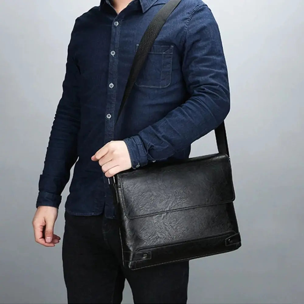 Briefcase For Men PU Leather Tote Boston Commuting Laptop Shoulder