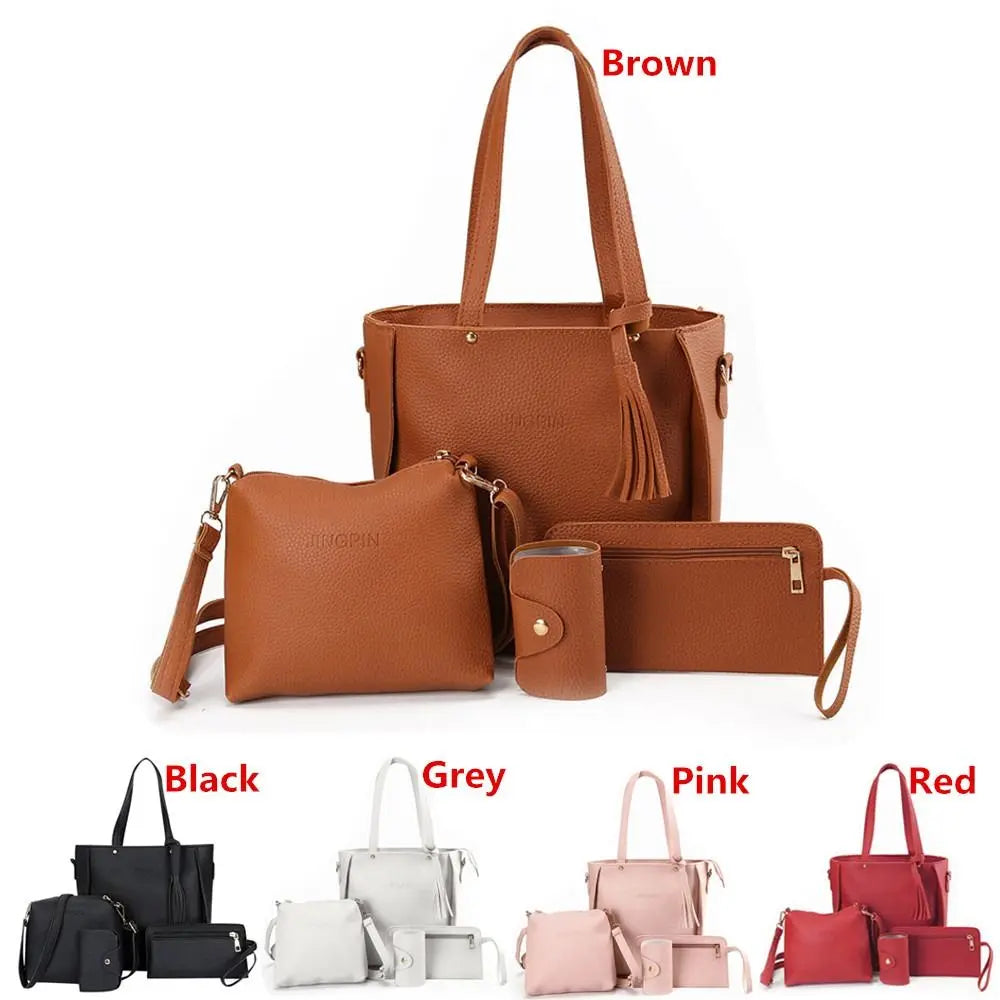 4Pcs/set Crossbody Bags Women Bag Set Pattern Leather Shoulder Bags