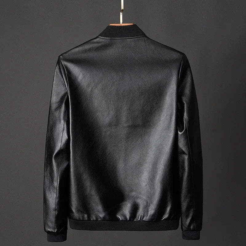 Autumn New Men Black Biker PU Leather Coat Korean Fashion Men Pu