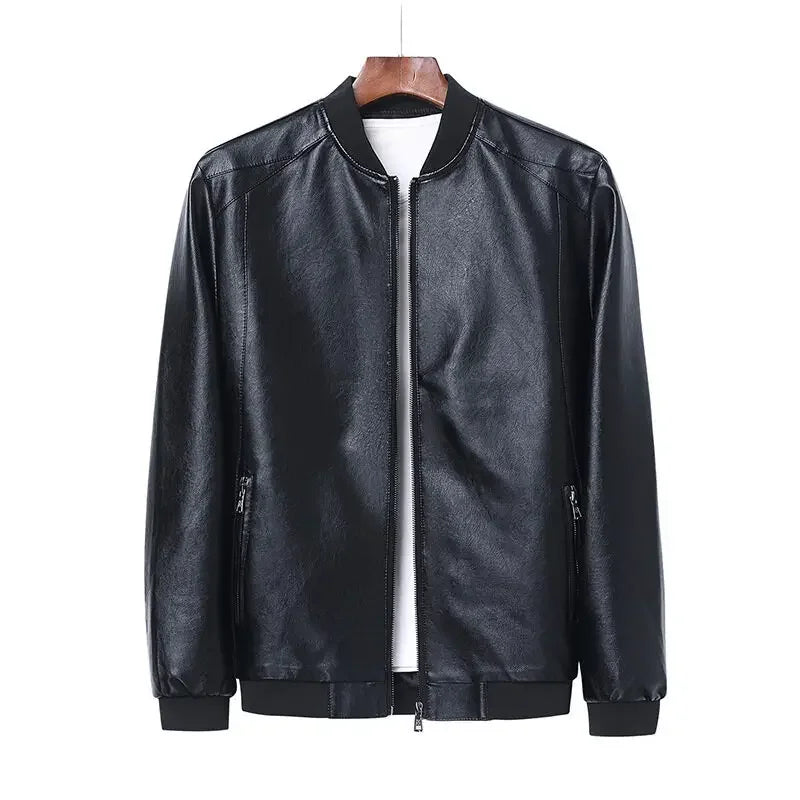 Autumn New Men Black Biker PU Leather Coat Korean Fashion Men Pu