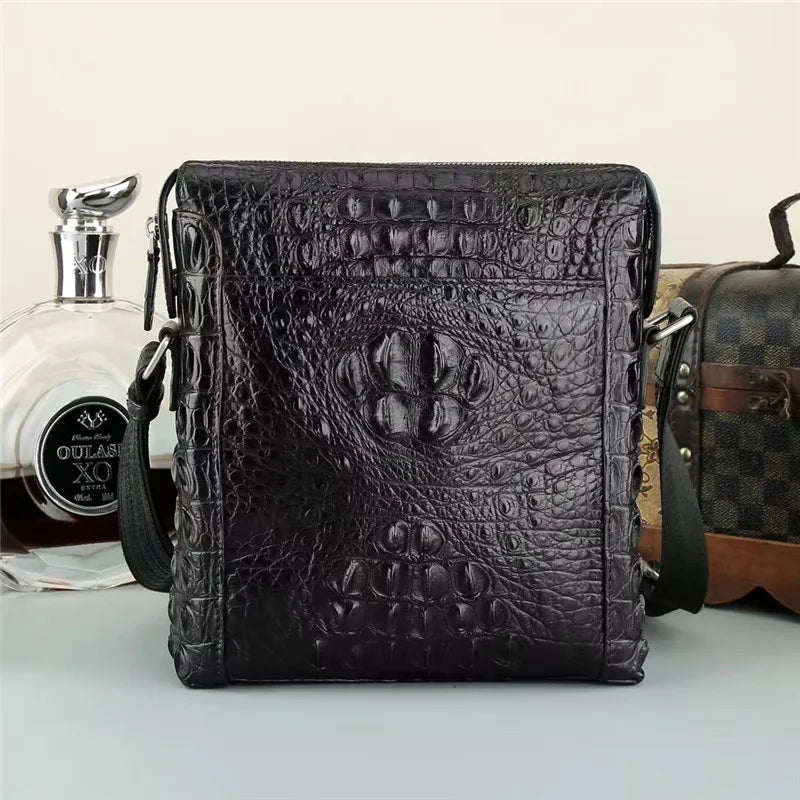 Exotic Genuine Crocodile Skin Classic Black Small Flap Shoulder Bag