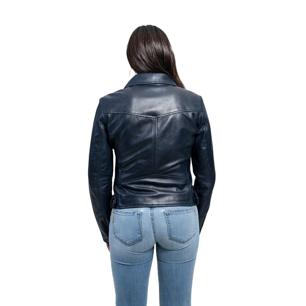 Chloe Women’s Whet Blue Motorcycle Leather Jacket