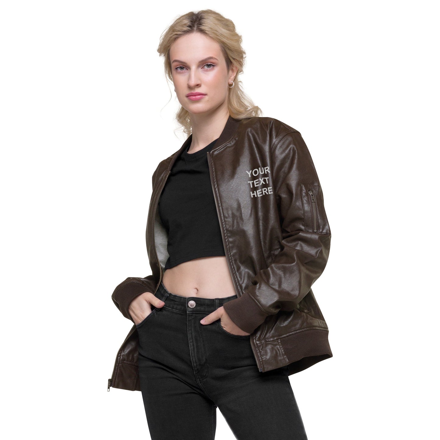 Personalized Embroidered Leather Jacket , Custom Leather Jacket,