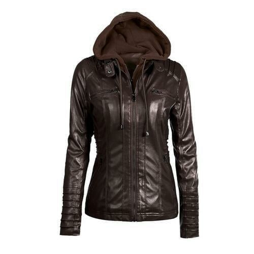 Gothic Faux Leather Jacket Women Hoodies