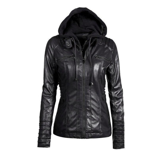 Gothic Faux Leather Jacket Women Hoodies