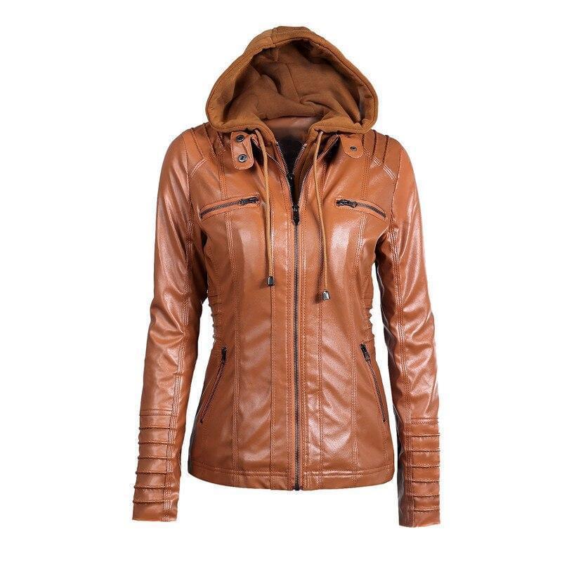 Gothic Faux Leather Jacket Women Hoodies